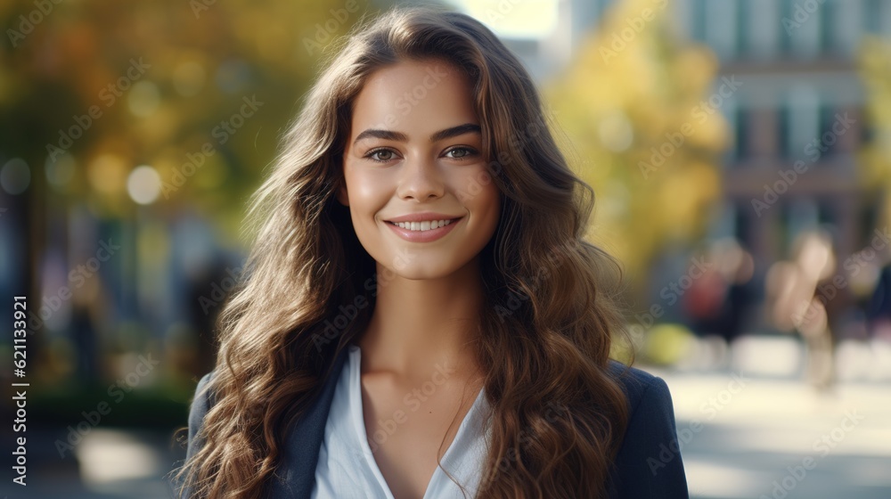 businesswoman standing outside with her arms crossed businesswoman standing outside with her arms crossed