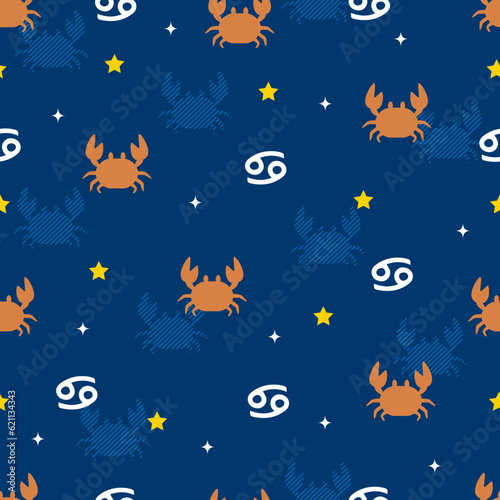 Crabby Constellations Cosmos Vector Seamless Pattern