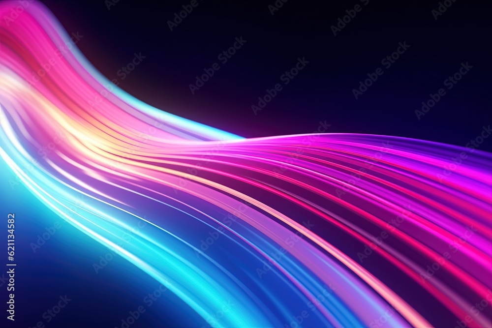 Fototapeta premium abstract futuristic background with pink blue glowing neon moving high speed wave lines and bokeh lights. Data transfer concept Fantastic wallpaper