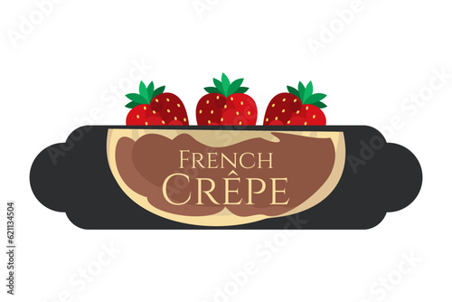French Crepe or crêpes logo vector illustration. vector logo for crepe vendor, food stall, and food stand.