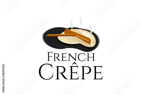 French Crepe or crêpes logo vector illustration. vector logo for crepe vendor, food stall, and food stand.