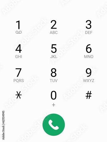 Zero to Nine and A to Z with a Telephone Symbol on a White Background