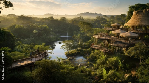 World inspired by the Amazon rainforest, with lush greenery, exotic wildlife, and tribal communities © Damian Sobczyk