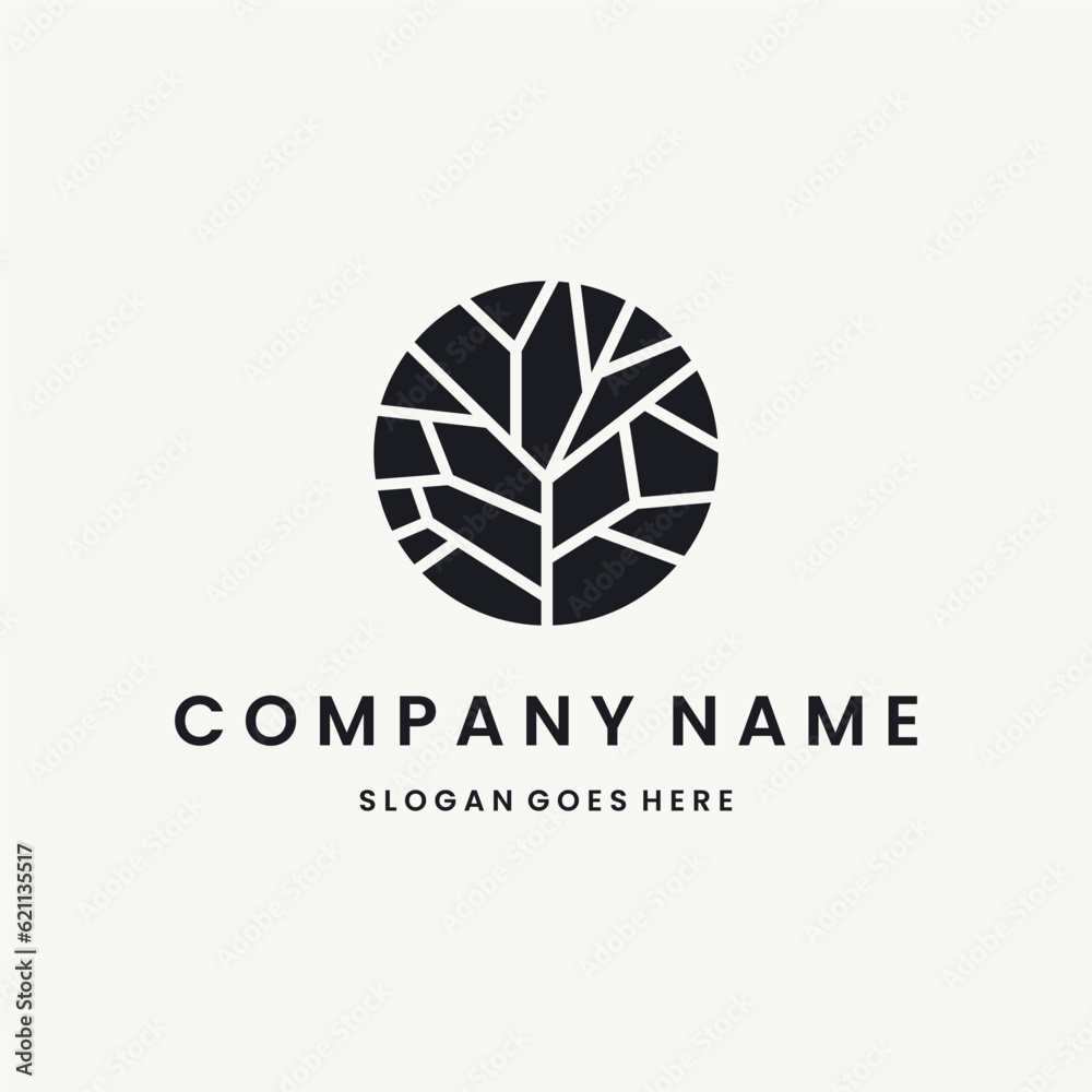 Tree abstract Logo vector design template black logo and white background