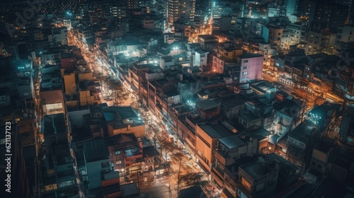 Mesmerizing Aerial Cityscape: Stunning Bangkok Lights at Dusk | Urban Architecture, Vibrant Streets & Skyline viewed from above, generative AIAI Generated