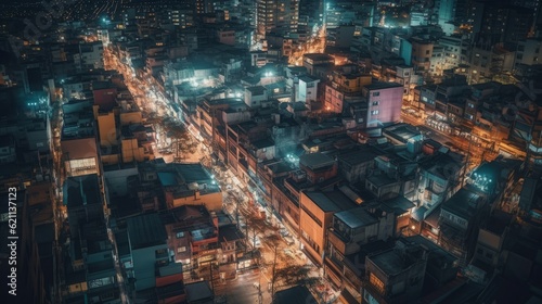 Mesmerizing Aerial Cityscape: Stunning Bangkok Lights at Dusk   Urban Architecture, Vibrant Streets & Skyline viewed from above, generative AIAI Generated © Aleksandr