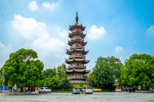 Photography facade view of Longhua Temple in Shanghai, China