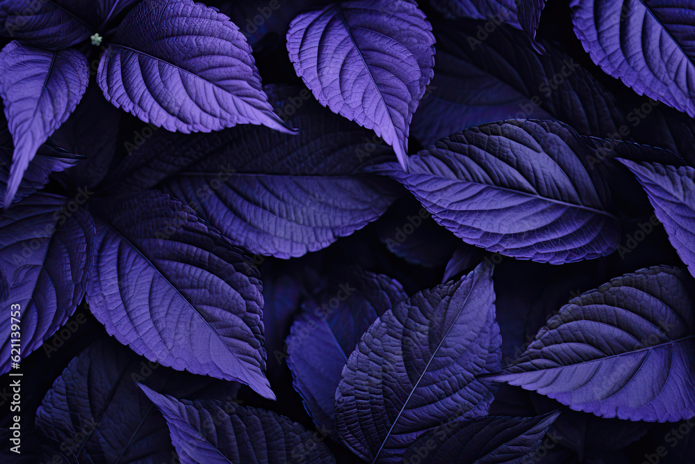 Background with dark purple leaves, Generative AI