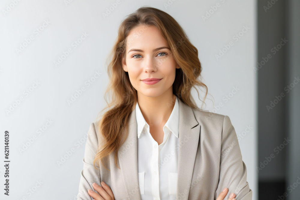 Young white woman, professional entrepreneur standing in office Young white woman, professional entrepreneur standing in office