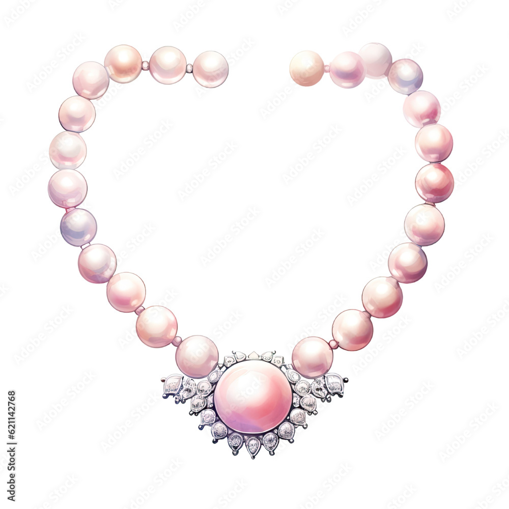 a classic bridal pearl necklace in watercolor style isolated on a transparent background, generative ai a classic bridal pearl necklace in watercolor style isolated on a transparent background, generative ai