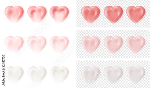 Cream heart shaped beauty cosmetic. Body care sunscreen lotion moisturizer. Glossy pink white lipstick gel or nail polish smear.