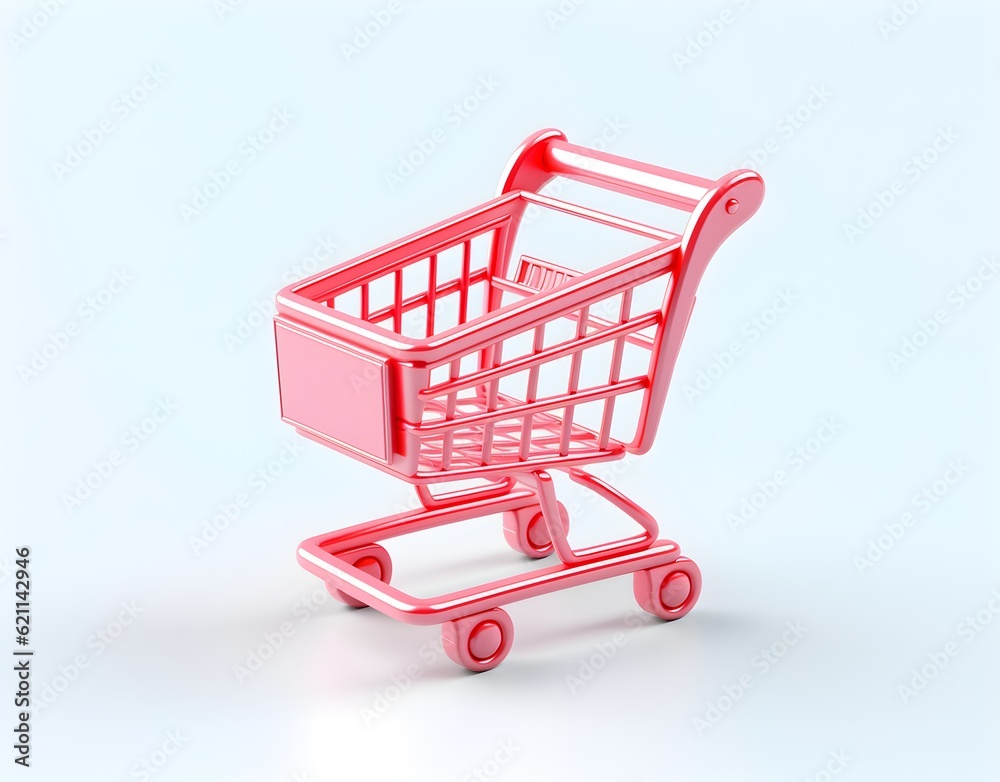 3d red metal shopping cart 3d red metal shopping cart