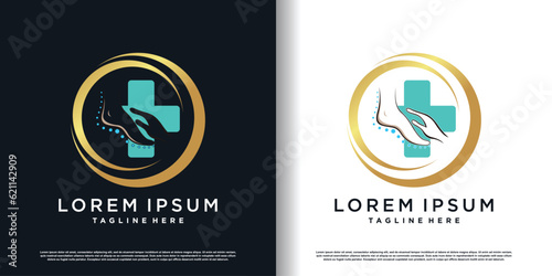 podiatry logo icon with creative concept design premium vector