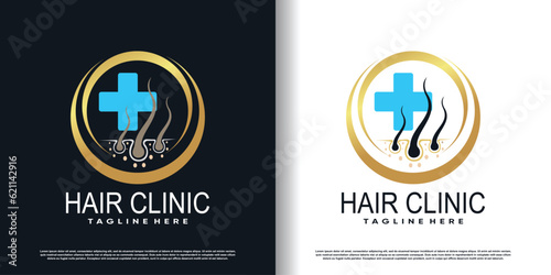 hair care logo icon with creative concept  premium vector