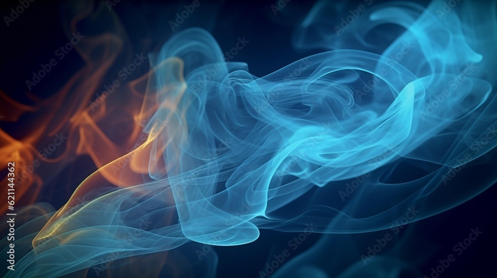 Fototapeta premium abstract azure smoke, gracefully twisting and turning in the air, AI-Generated