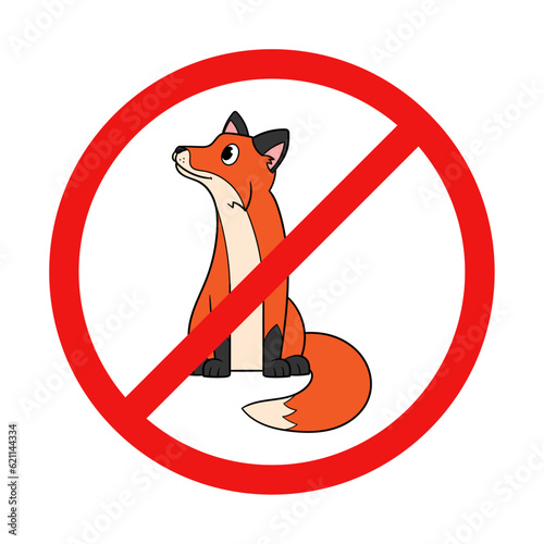 No Fox Sign on White Background