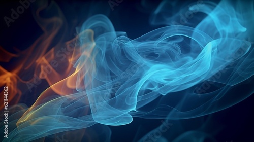 abstract azure smoke, gracefully twisting and turning in the air, AI-Generated