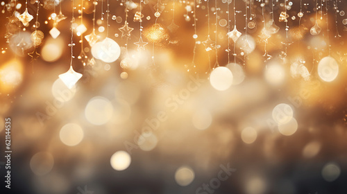 An enchanting image capturing the beauty of Christmas bokeh, with twinkling lights in soft focus, evoking a sense of warmth and joy during the holiday season. Generative AI