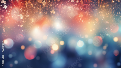 An enchanting image capturing the beauty of Christmas bokeh, with twinkling lights in soft focus, evoking a sense of warmth and joy during the holiday season. Generative AI