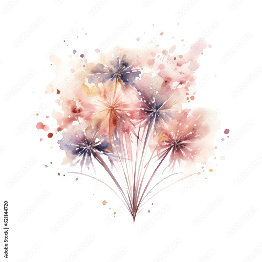 a festive wedding sparkler display in watercolor style isolated on a transparent background, generative ai