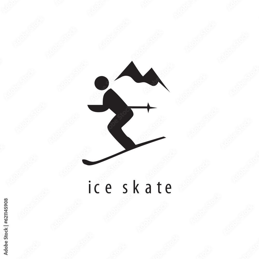 simple black ice skate icon design template
