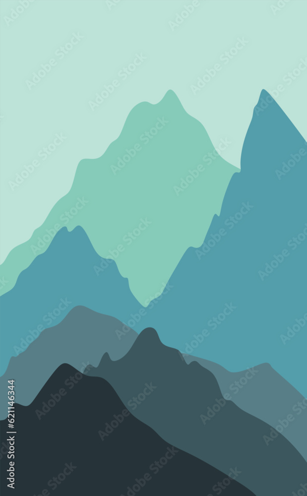 vector mountain landscape gradient poster template