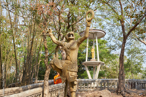 Phnom Santuk, a sacred Buddhist pilgrimage spot in Cambodia, known for its rock carvings and sculptures photo