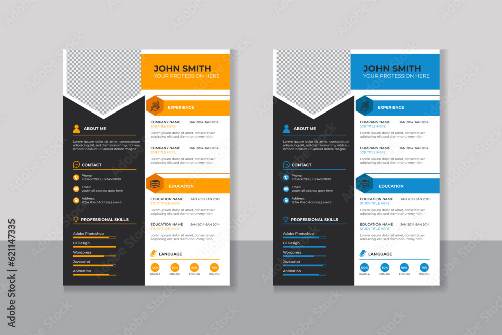 Professional CV resume template design Stock Vector | Adobe Stock