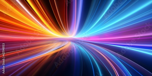 abstract background with colorful spectrum. Bright neon rays and glowing lines, AI Generative