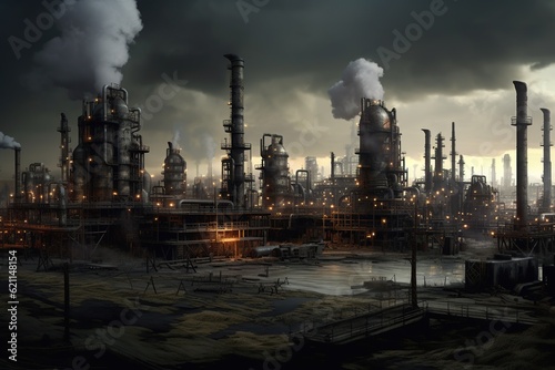 A equipment of oil refining,Oil and gas refinery area,Pipelines plant and Oil tank zone