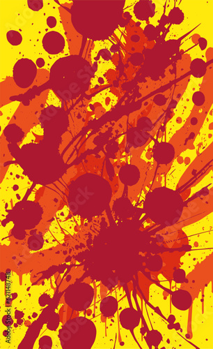 Red and yellow background of streaks  splashes of paint. Vector abstract grunge illustration illustration
