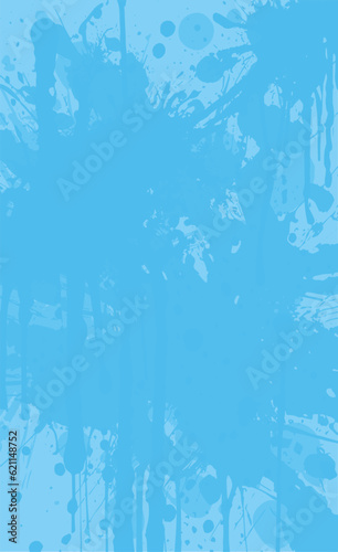Blue background of streaks, splashes of paint. Vector abstract grunge illustration