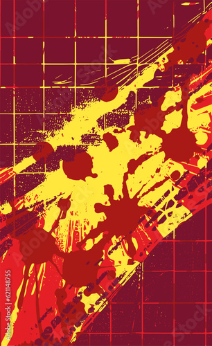 Red and yellow background of streaks, splashes of paint. Vector abstract grunge illustration illustration