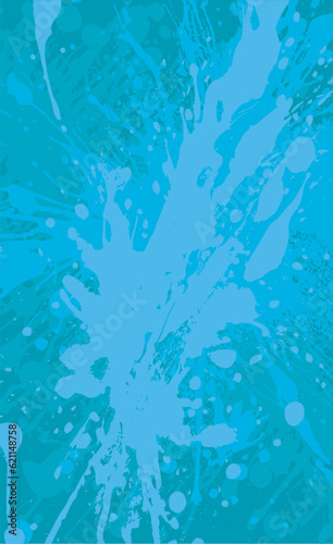 Blue background of streaks, splashes of paint. Vector abstract grunge illustration