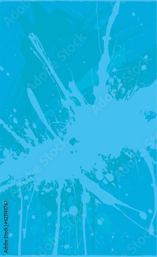 Blue background of streaks, splashes of paint. Vector abstract grunge illustration