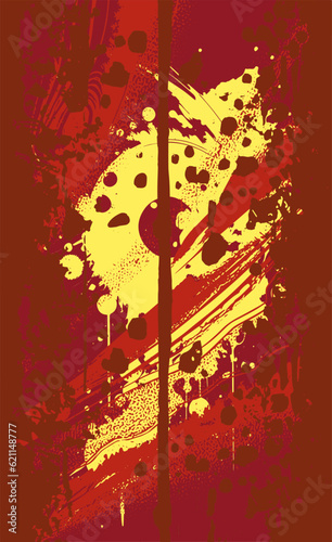 Red and yellow background of streaks, splashes of paint. Vector abstract grunge illustration illustration