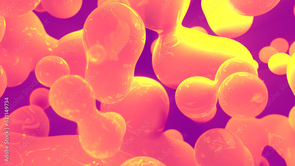 orange and pink fantastic gentle liquid from alien planet - abstract 3D illustration orange and pink fantastic gentle liquid from alien planet - abstract 3D illustration