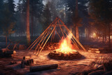 bonfire at night rendering minimal background