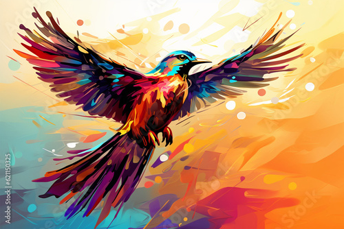 Generative AI. wpap style abstract background, flying bird
