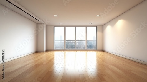 white apartment empty room no furniture clean space interior daylight image ai generate