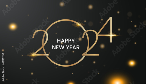 Fototapeta Naklejka Na Ścianę i Meble -  2024 Happy New Year Background Design. Greeting Card, Banner, Poster. Vector Illustration.