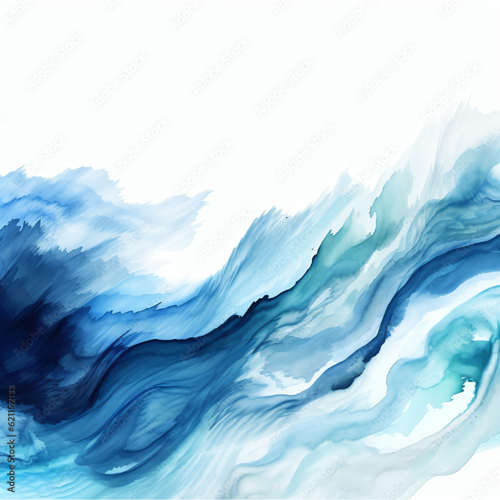 Fluid Serenity: Blue Abstract Hand-Drawn Watercolor Background