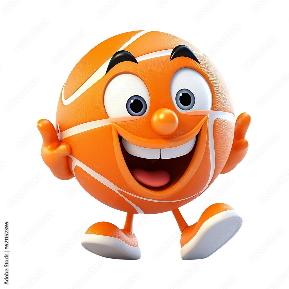 3D cute smile cartoon basketball movie collection happy orange icon