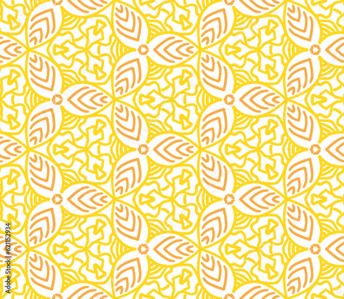Yellow Flowers Seamless Pattern on White Background