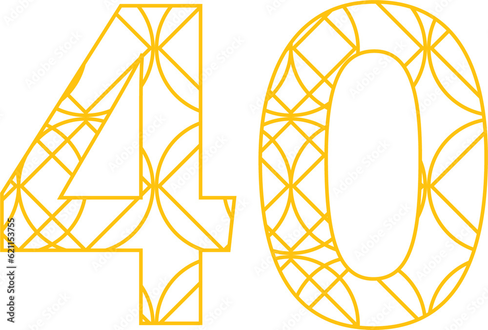 Digital Png Illustration Of Yellow 40 Number With Pattern On