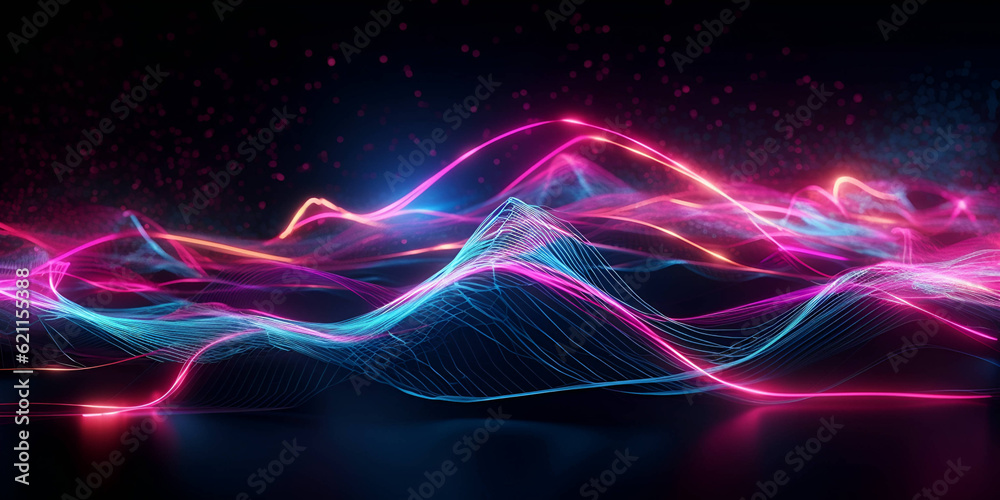 Sound waves in the dark. Abstract Music background.