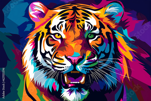 Generative AI. wpap style abstract background, tiger