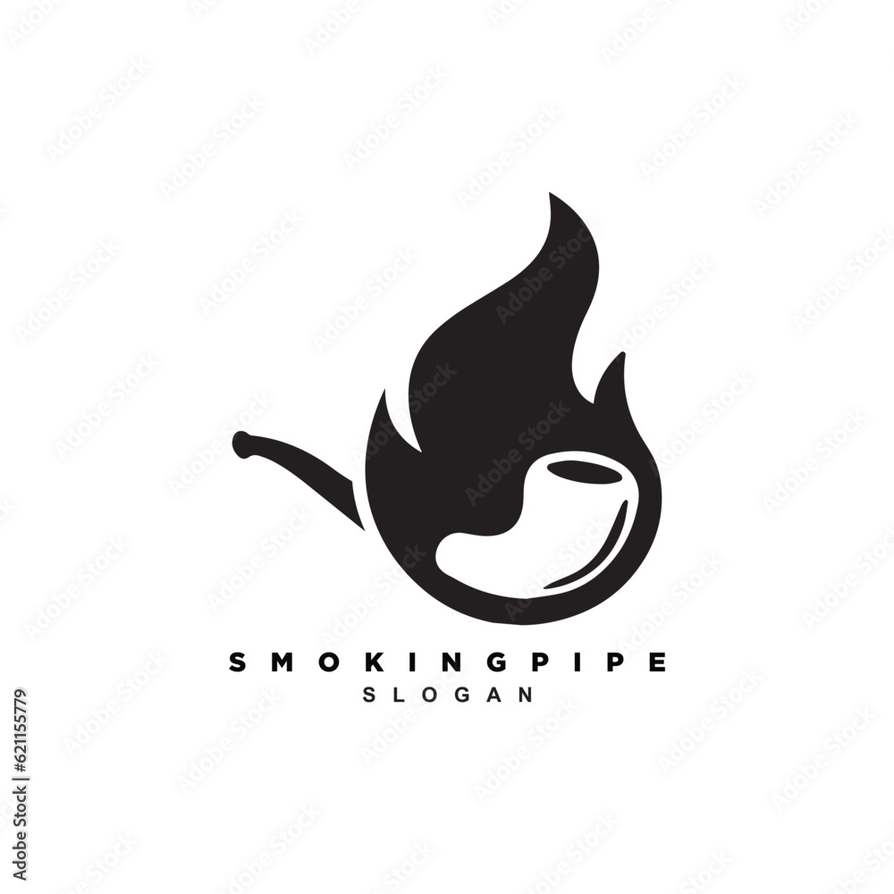 Vintage negative space fire flame smoking pipe cigarette logo design for your brand or business