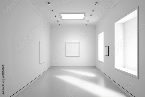 Wallpaper Mural n empty white room with two windows and a picture on the wall. Generative AI Torontodigital.ca