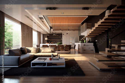 modern living room interiors rendering minimal background © Adja Atmaja
